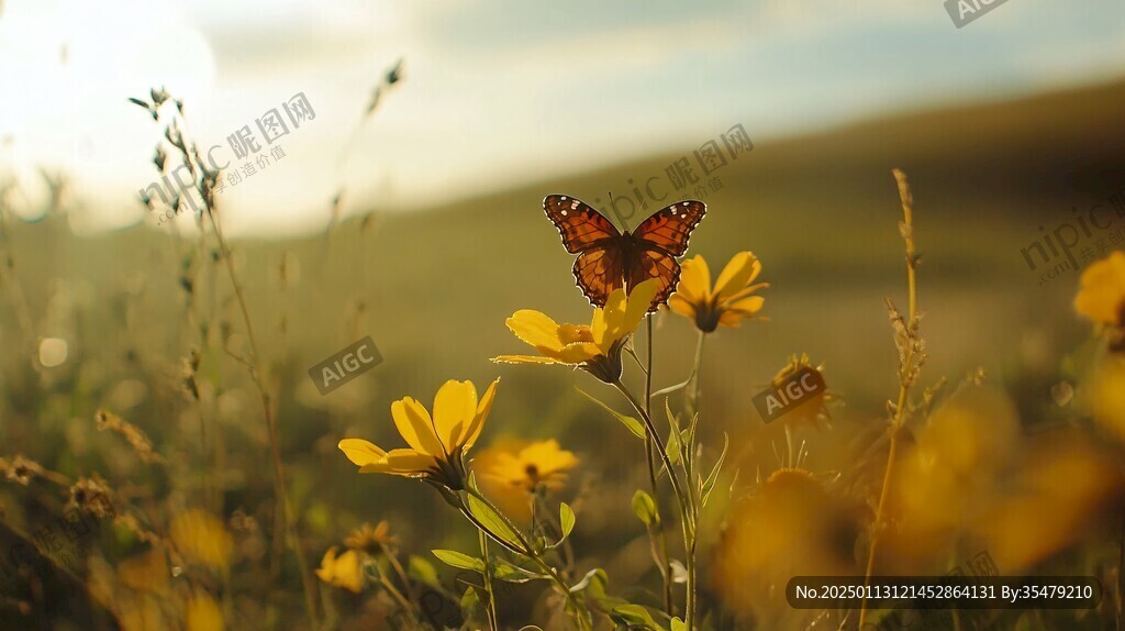 蝴蝶在苦菜花上