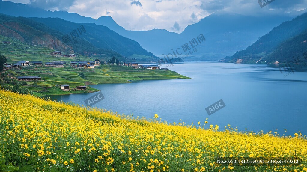 高原花海湖泊