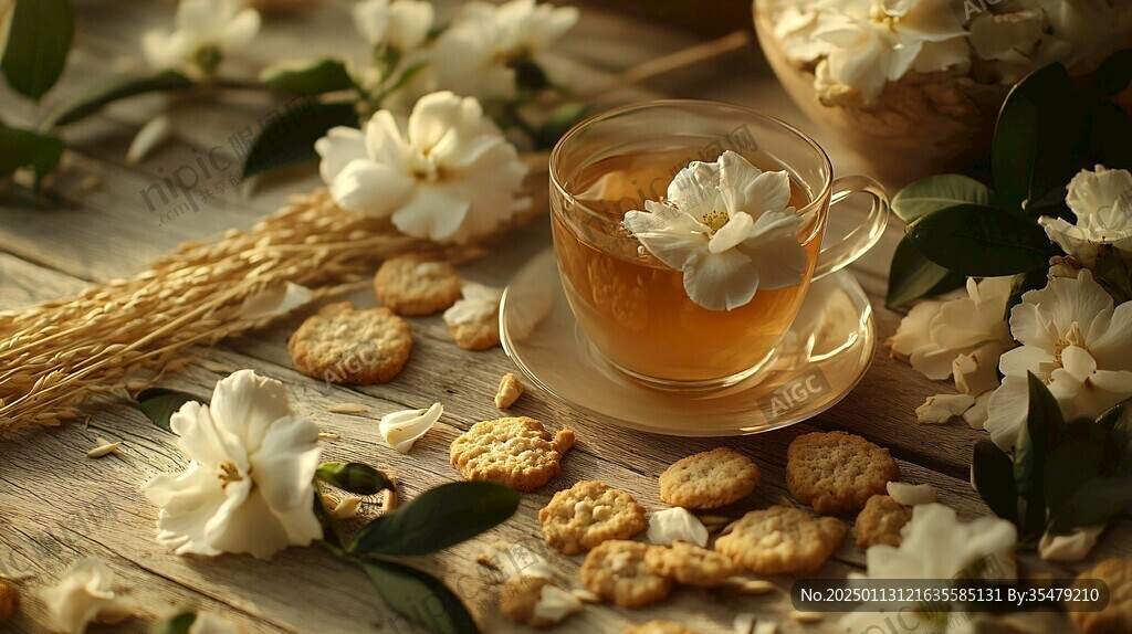 特写花草茶茉莉花4k