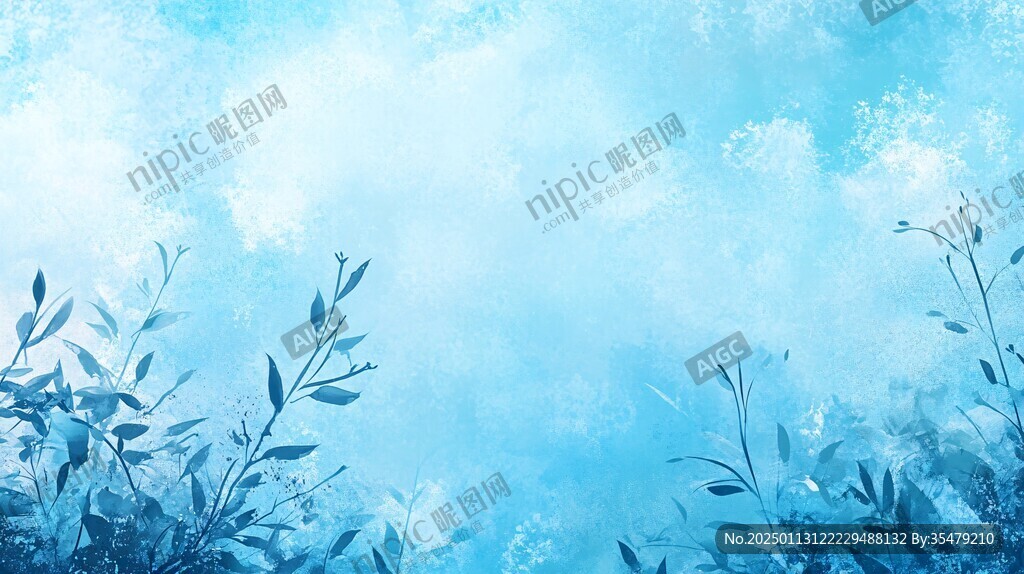 手绘冬季主题朦胧插画