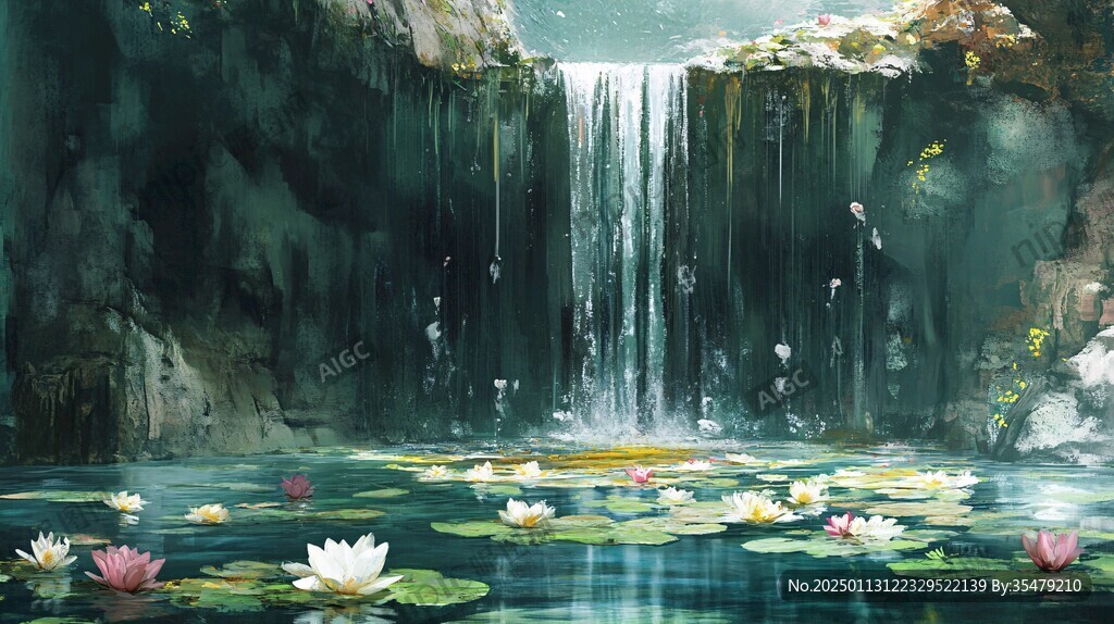 水潭插画