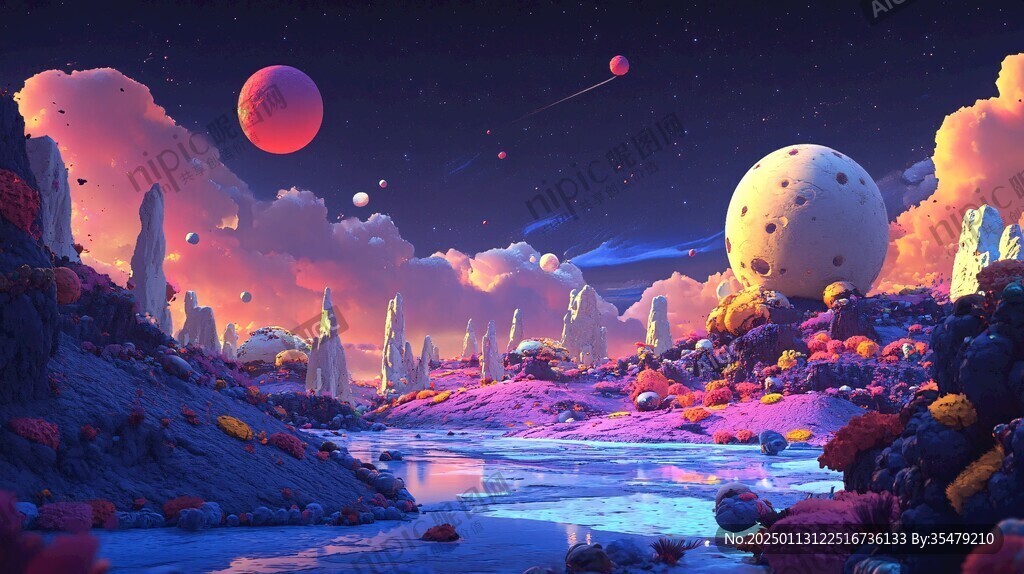 外星球幻想场景插画