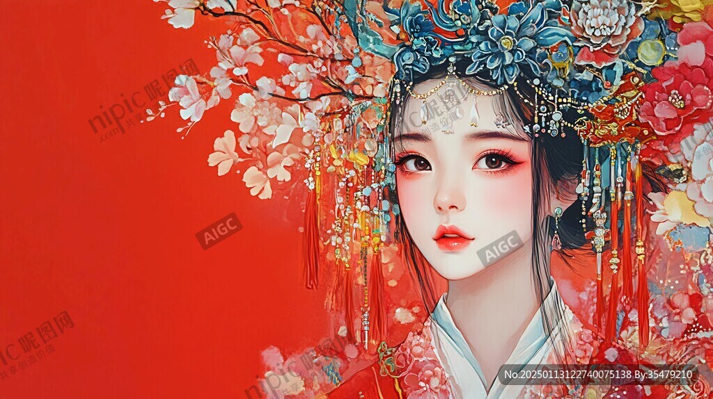 中式新娘插画