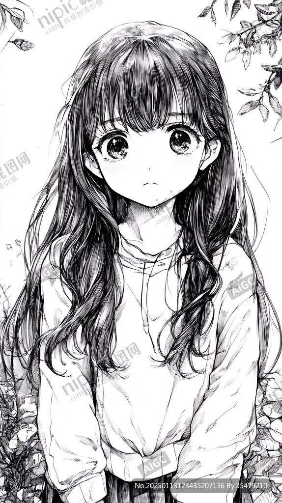 日系女孩线稿