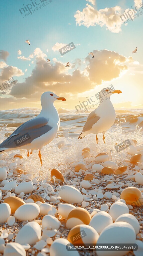 海边石头鸟儿