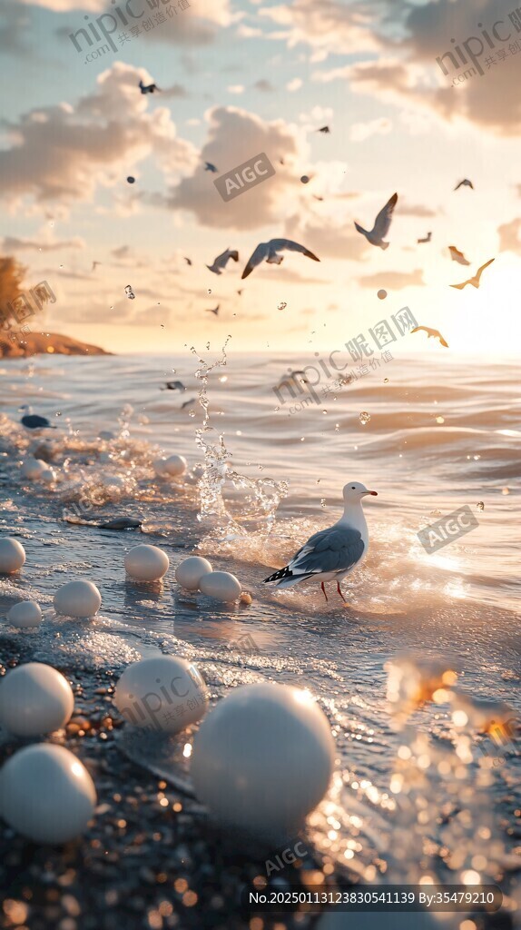 海鸥海浪大海海洋