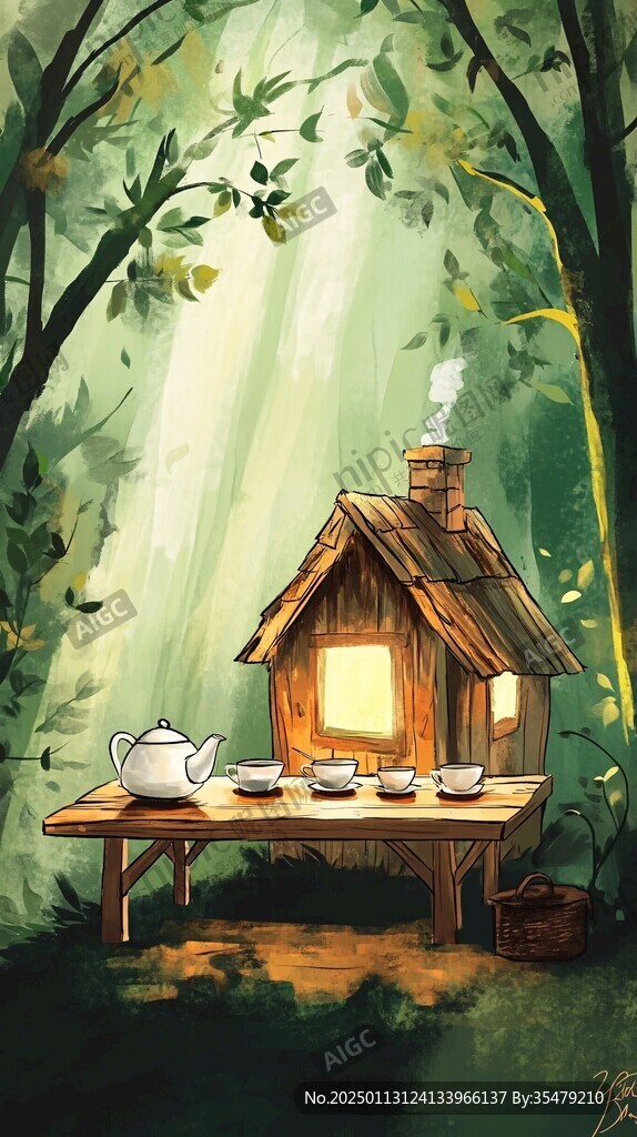 围炉煮茶插画