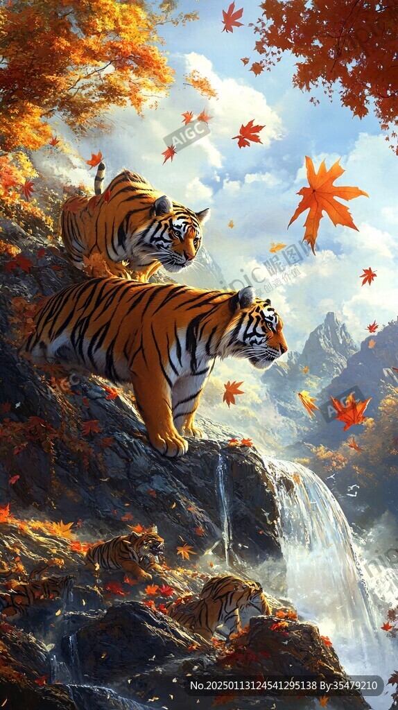 虎年吉祥猛虎下山新年
