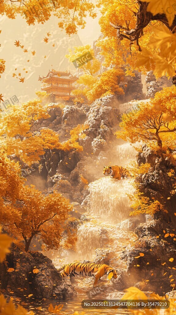 古风秋天景色插画