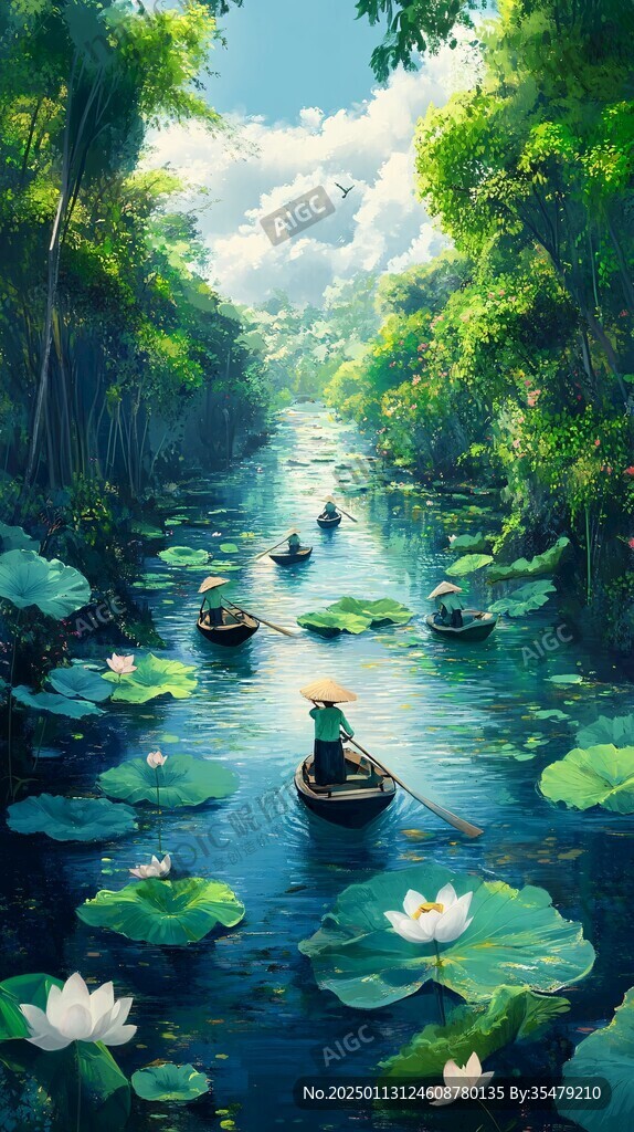 荷塘泛舟