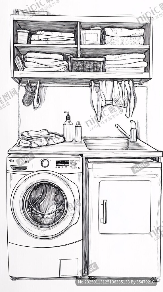 洗衣服插画
