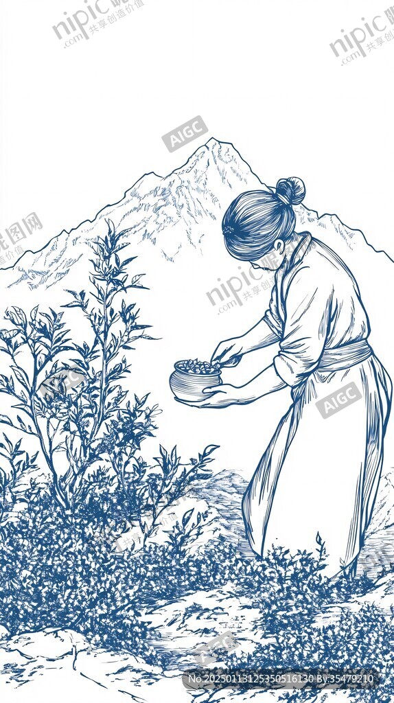 采茶女线稿