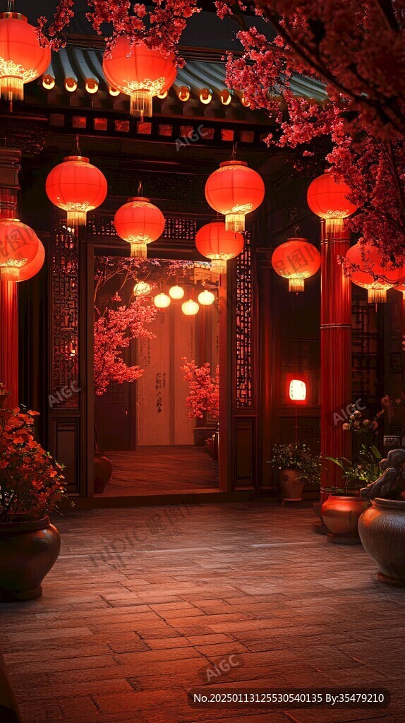 挂灯笼的四合院