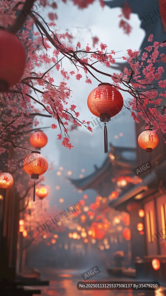 灯笼与红樱