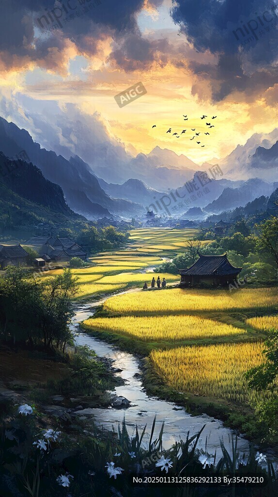 高清宽幅田园山水