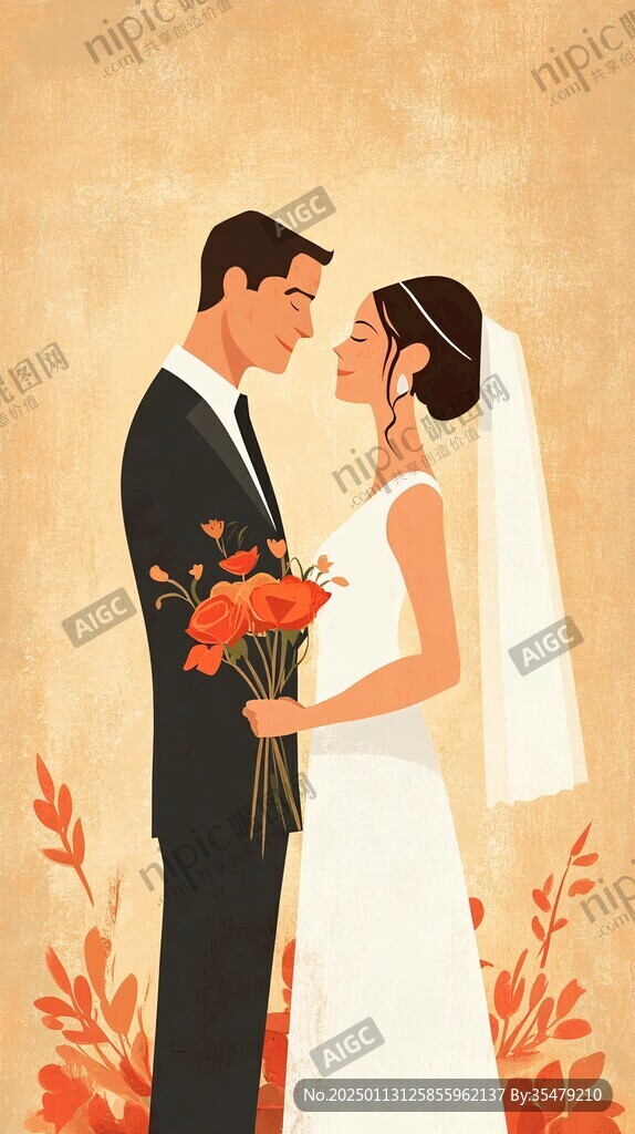 婚礼新人插画