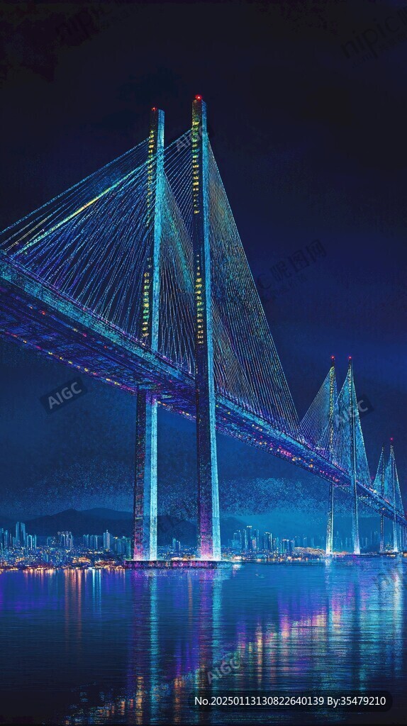 大桥夜景透视效果