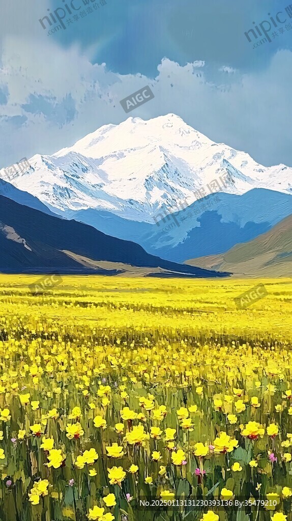 雪山与花儿