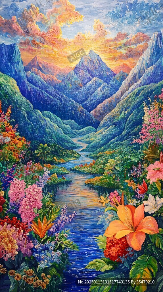 唯美山水油画