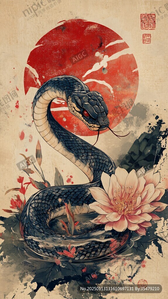 蛇九月插画