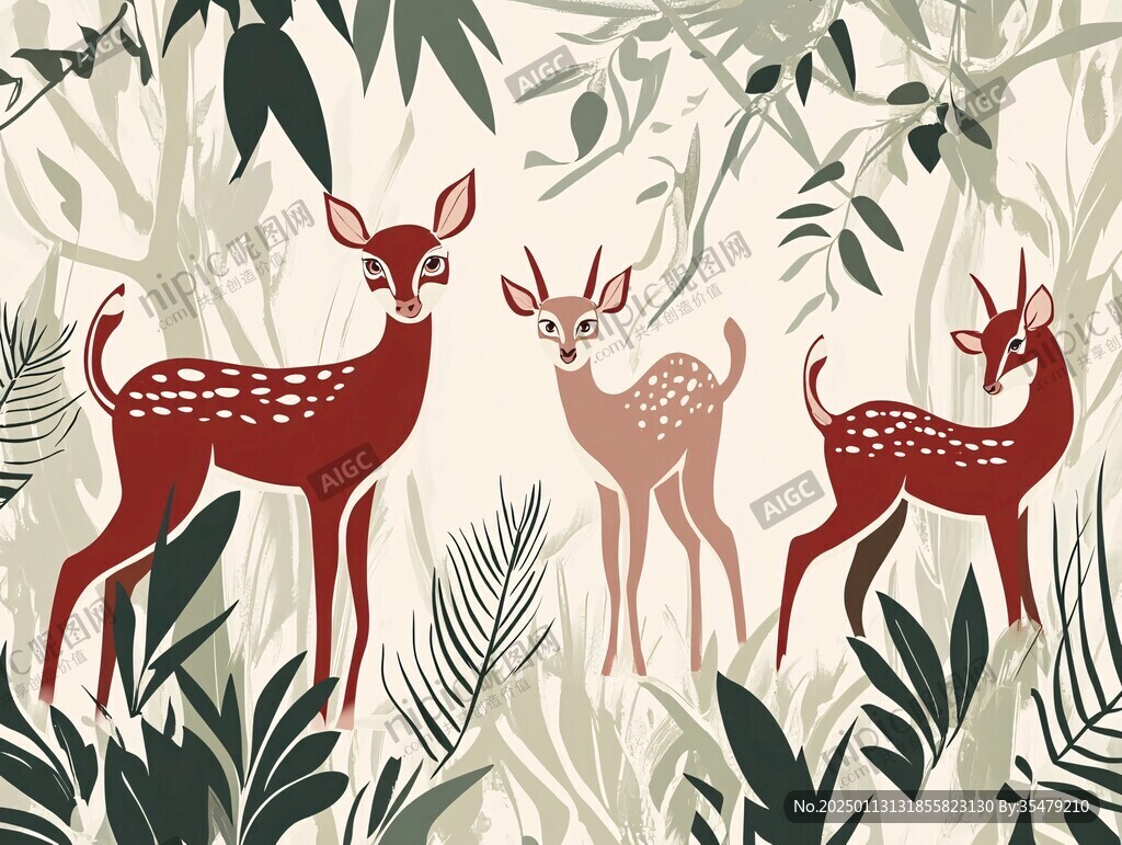鹿包装插画