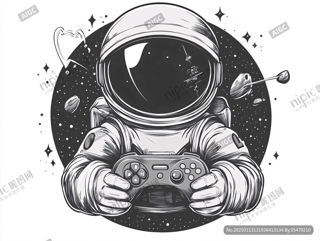 宇航员手绘插画画