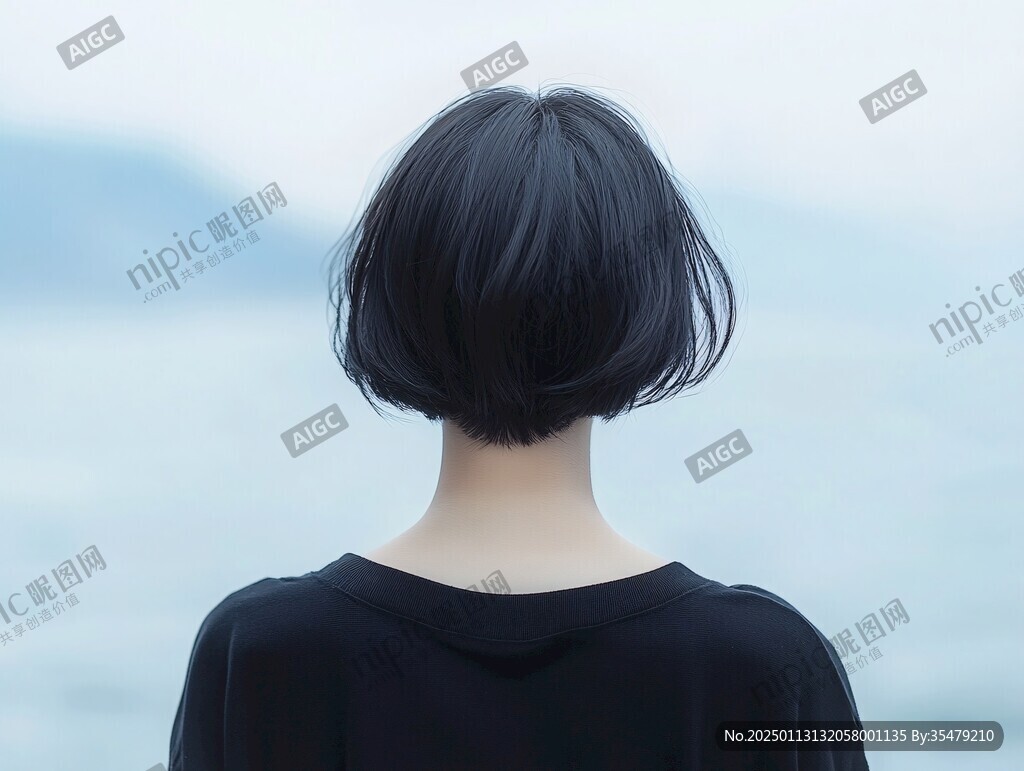 短发女人背影