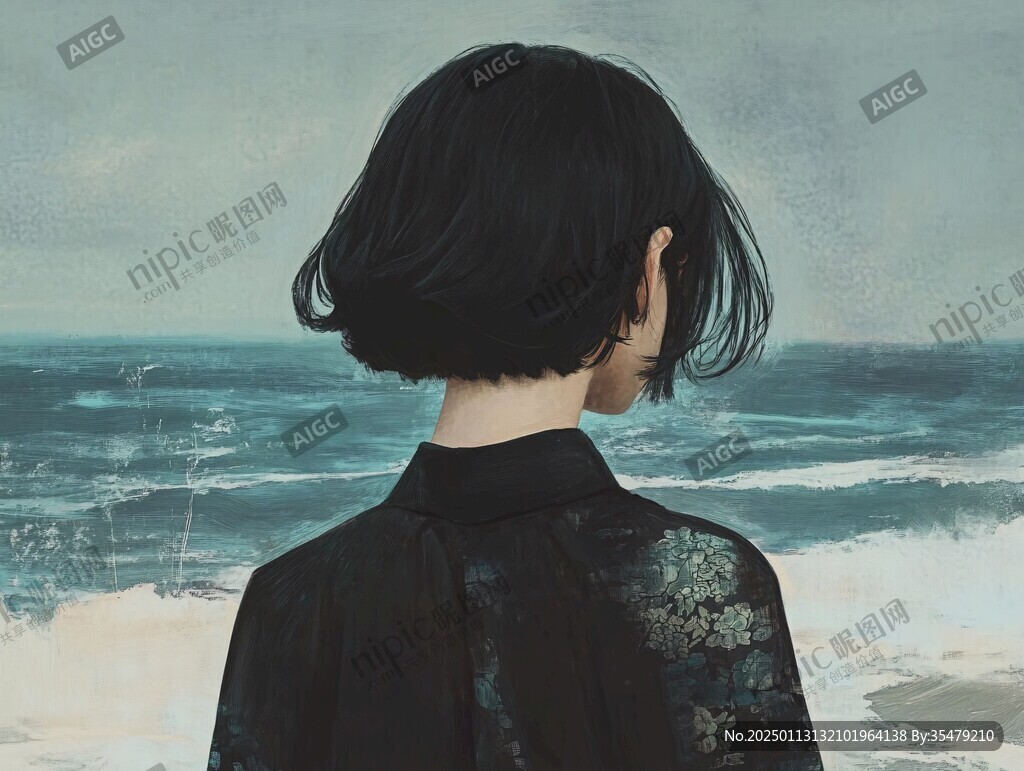 短发女人背影
