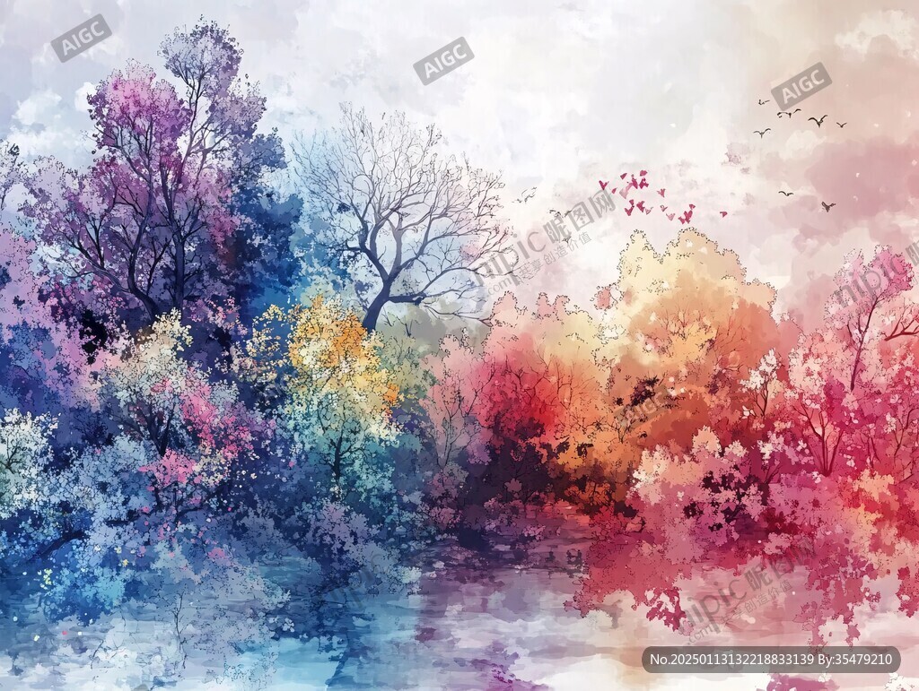 泼墨重彩风景画