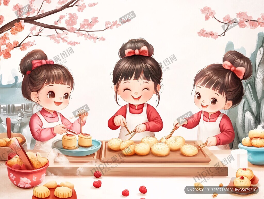 做月饼插画