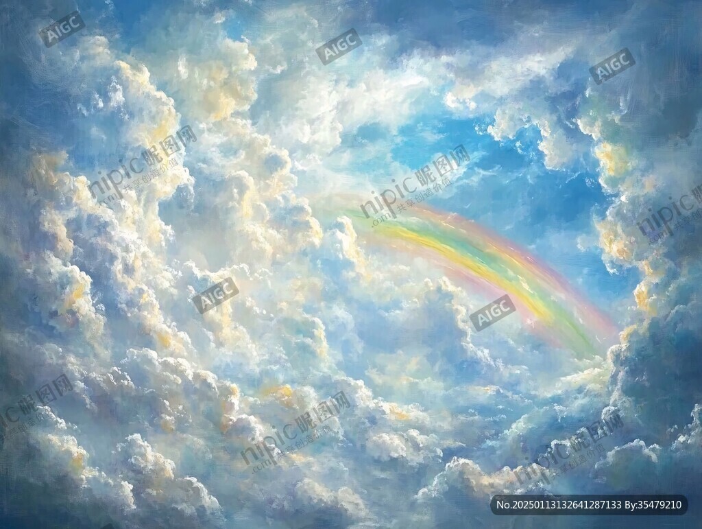 阳光彩虹油画