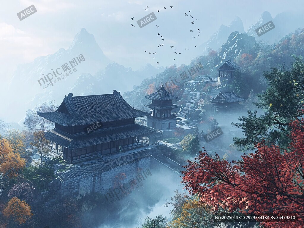山水楼阁雅致意境风