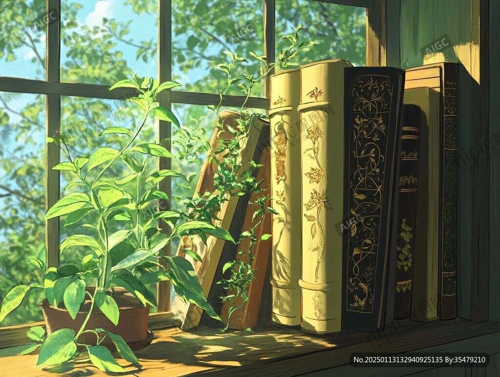 窗台插画