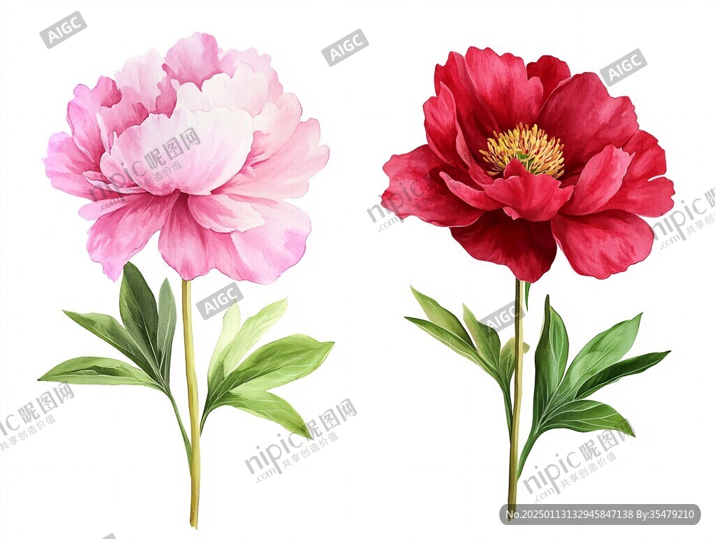 芍药花手绘