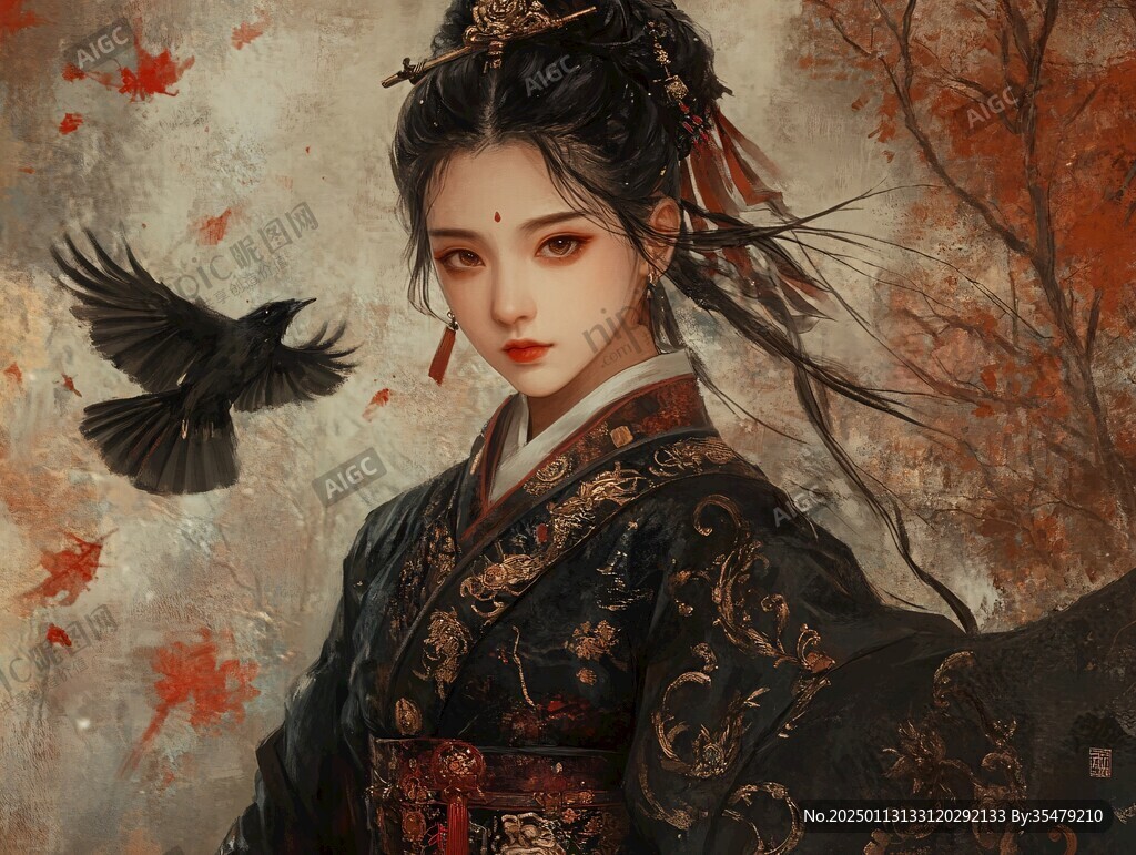 古风美女头像插画封面