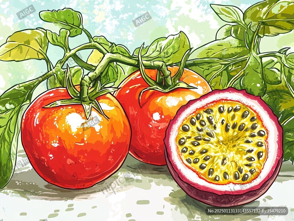 红皮百香果插画