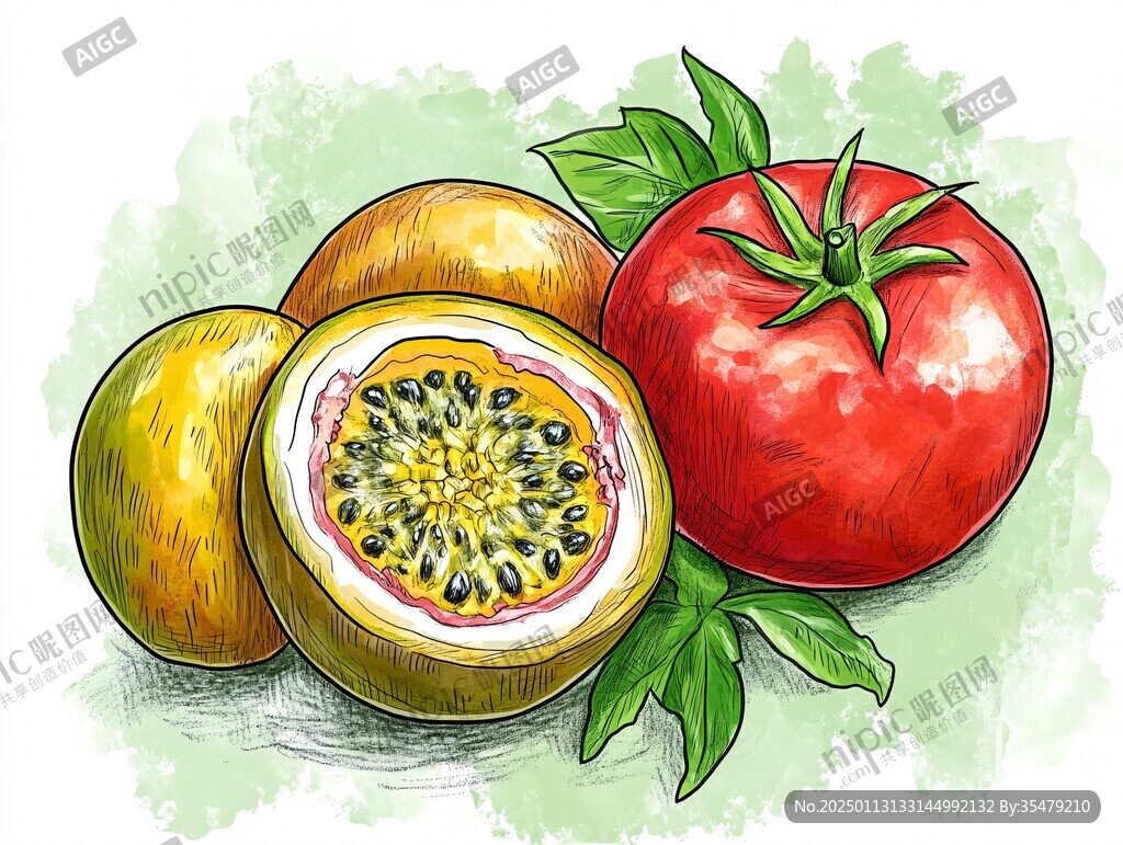 百香果手绘插画