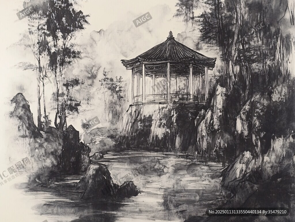 古亭水彩画