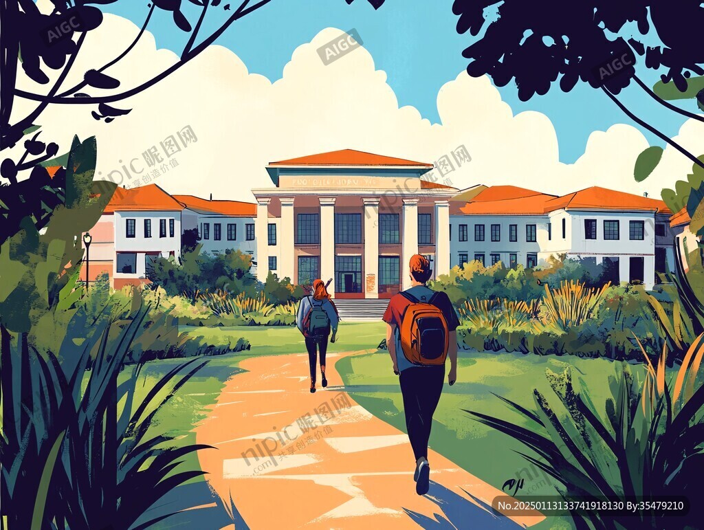 大学校园插画