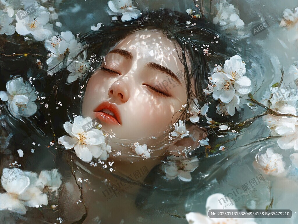 唯美花下少女
