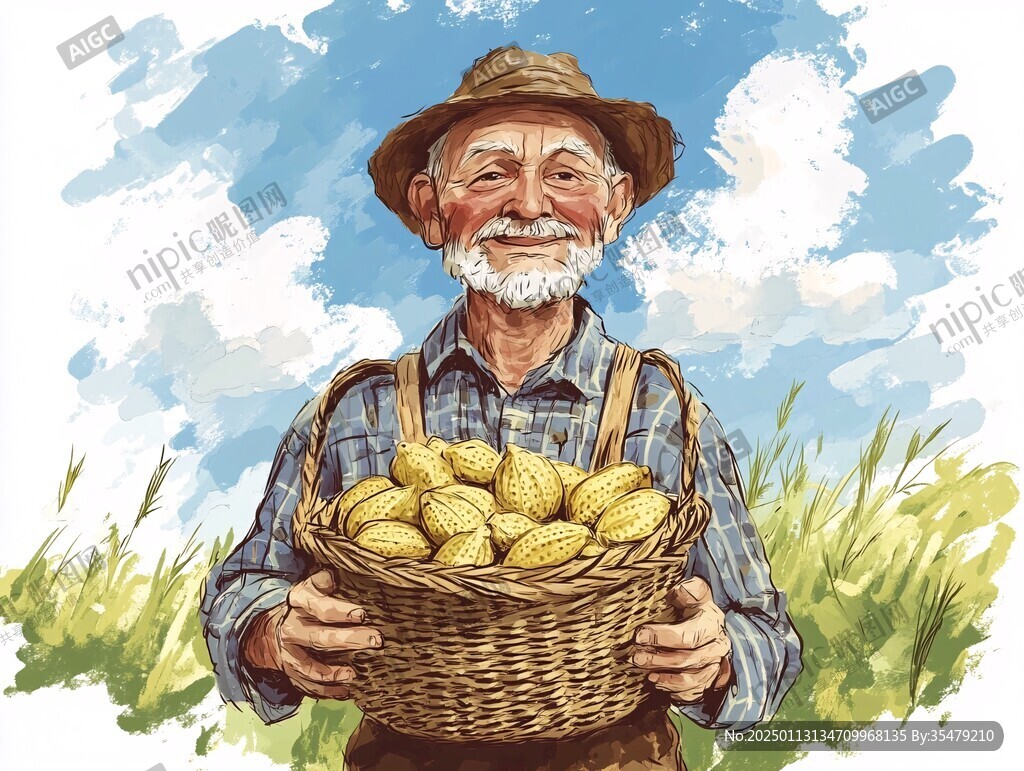 核桃丰收插画