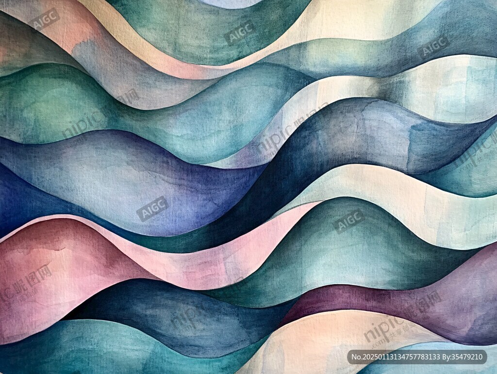 水粉彩印广告波浪底纹