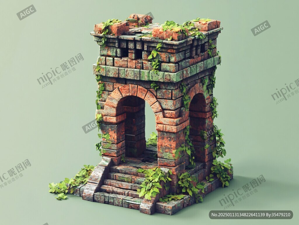 创意绿色微缩场景
