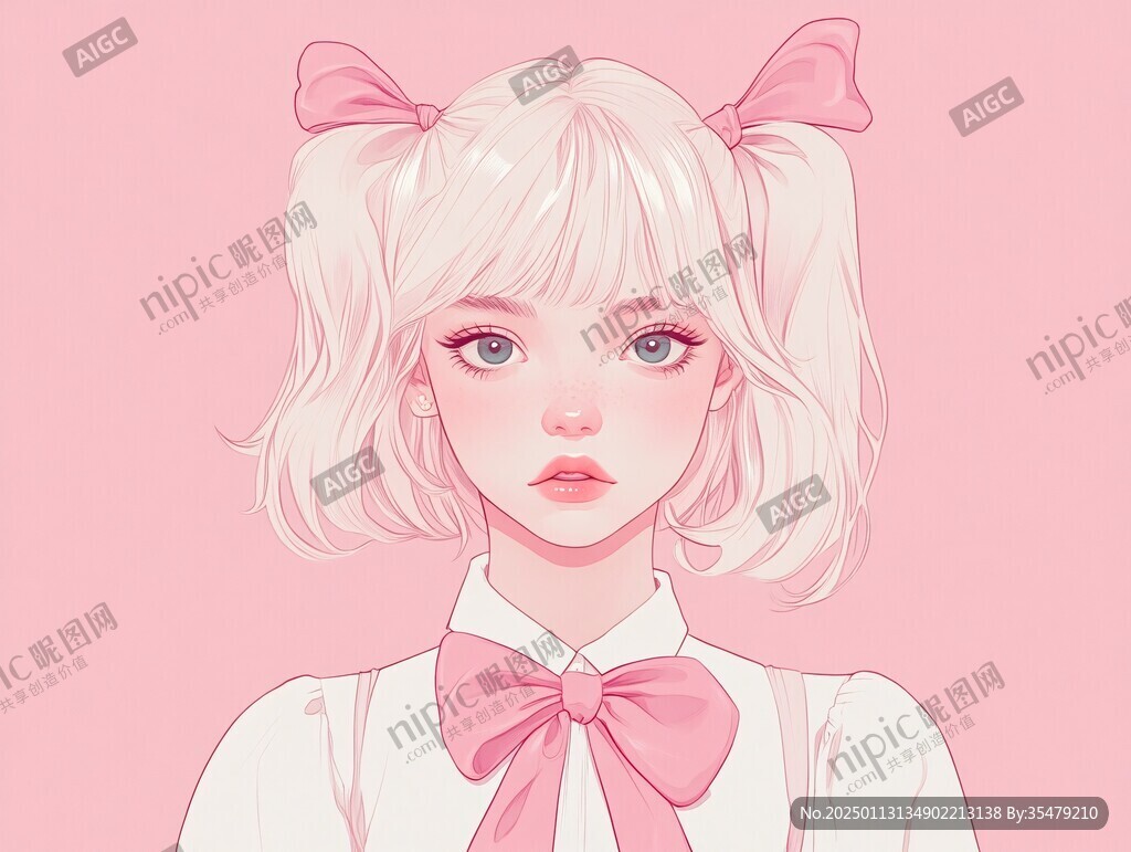粉色女孩插画