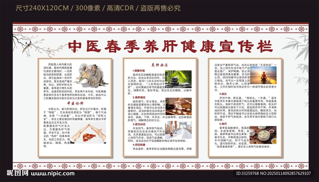 中医春季养肝健康宣传栏