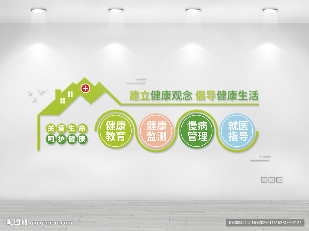 医院医疗健康健康小屋文化墙