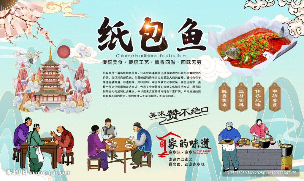 纸包鱼背景墙