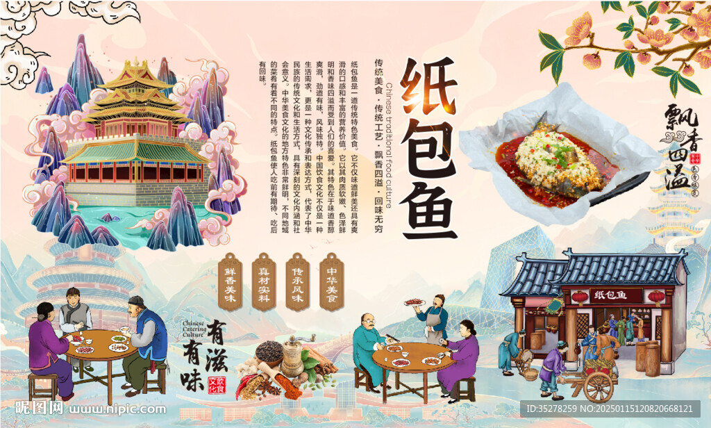 纸包鱼背景墙