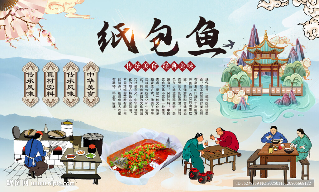 纸包鱼背景墙