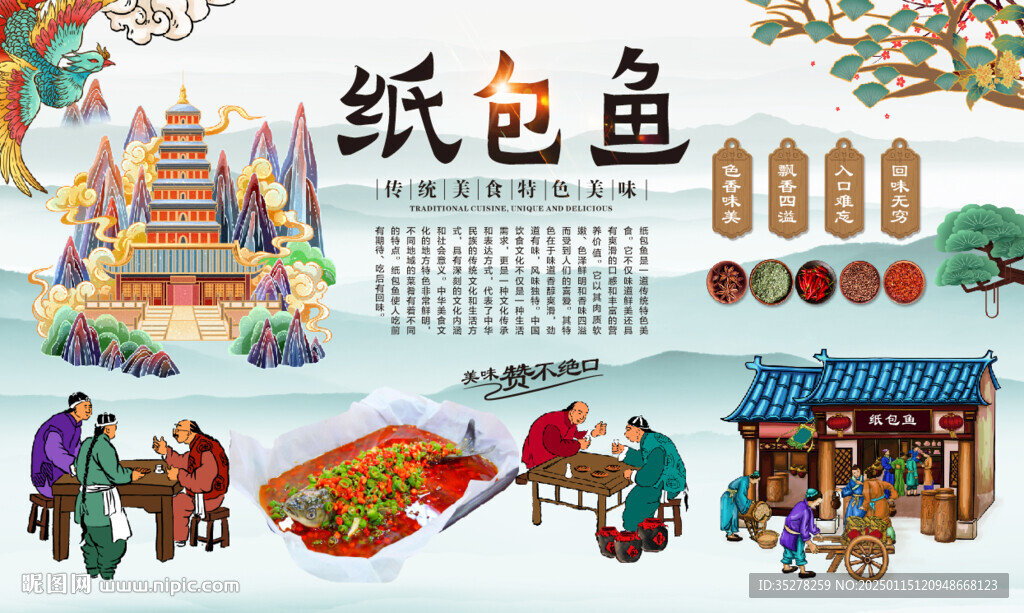 纸包鱼背景墙